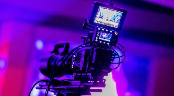 Professional video camera equipment at a live event