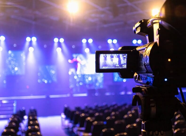 Close-Up Of Video Camera at event Broadcast Live