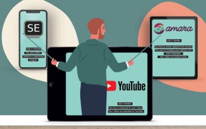 Individual in front of Screens with YouTube Logo