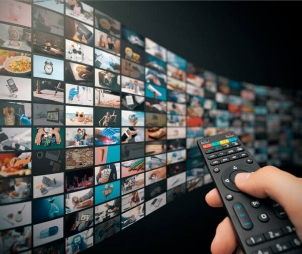 Multimedia Television video streaming, Media TV on demand. Subscription Streaming video. Internet streaming service concept